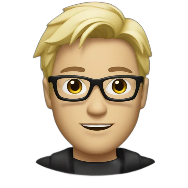 A young man with a blond beard, black glasses, like Neo from the matrix, in black clothes emoji