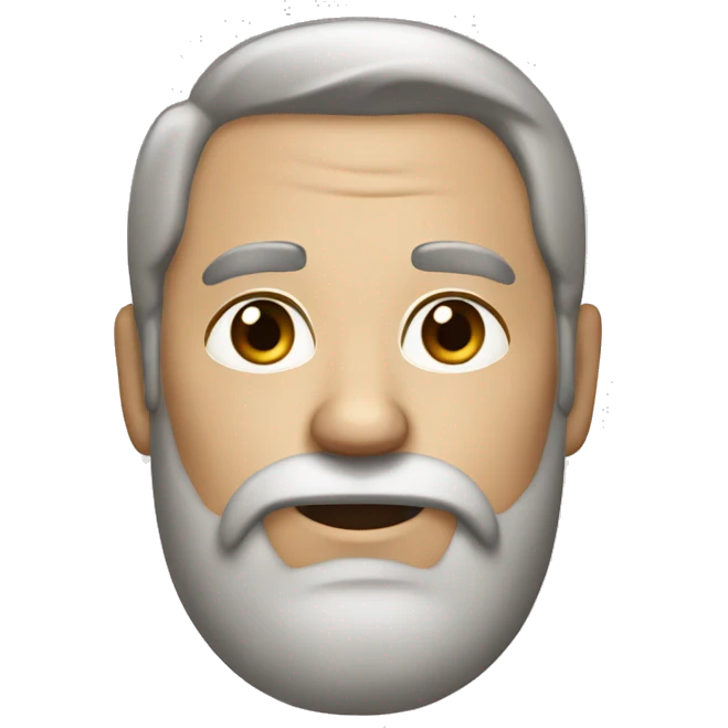 a bit older, beard a bit white, dark eyes and brown short  emoji
