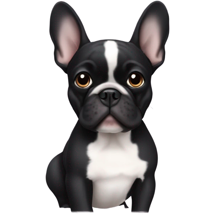 Black French bulldog x pug with ears dowb emoji