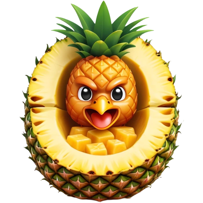 General tso chicken inside of half a cut open hollow pineapple  emoji