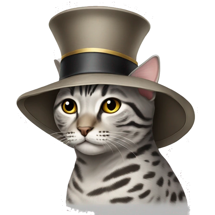 Cat breed Egyptian Mau in a hat emoji