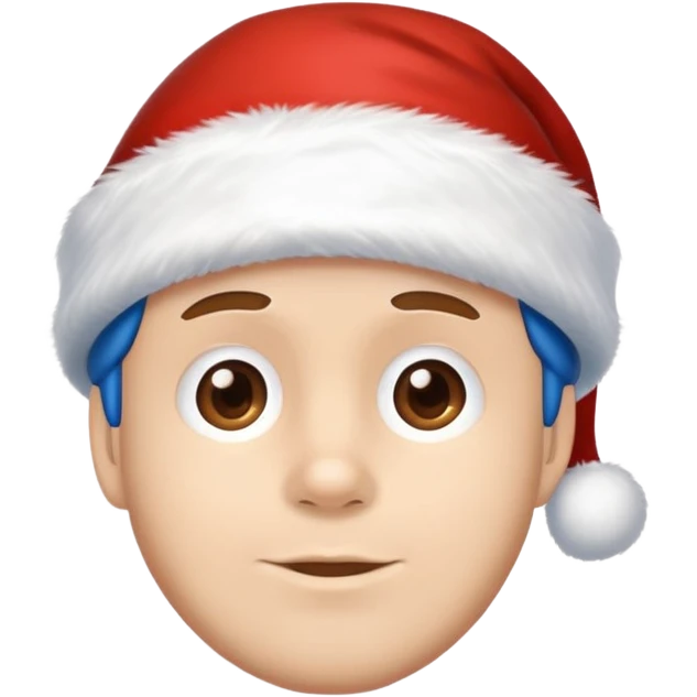 Blue t red with a Santa hat emoji