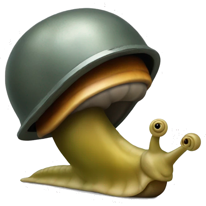 A snail with a soldier's helmet emoji
