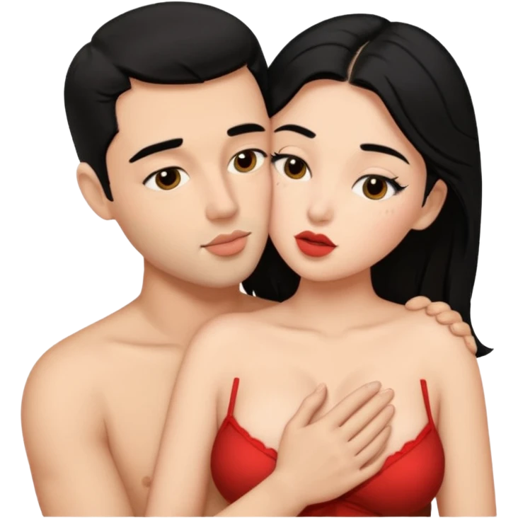 naked couple sex emoji man Kissing & holding boobs couple have black hair emoji