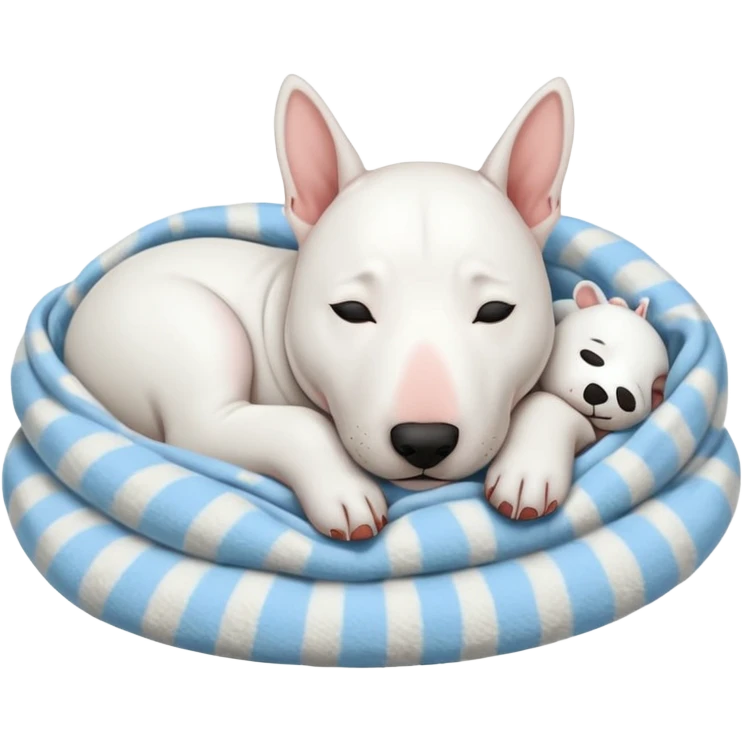 bull terrier sleeping cozy with blanket emoji