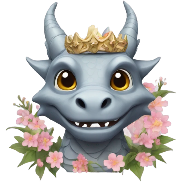 Grey dragon with a crown of flowers emoji