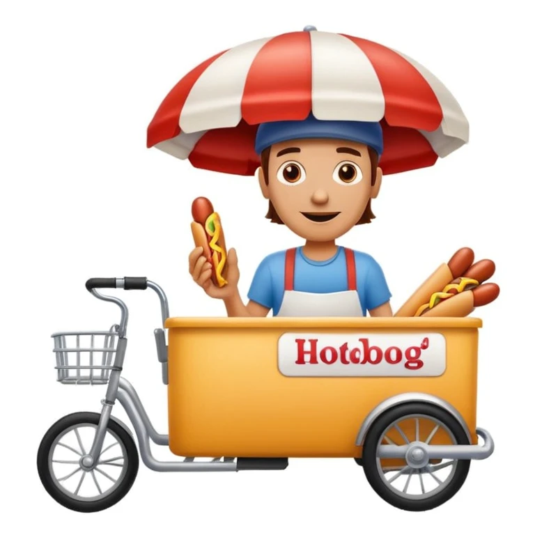 hotdog seller in New York with cart emoji