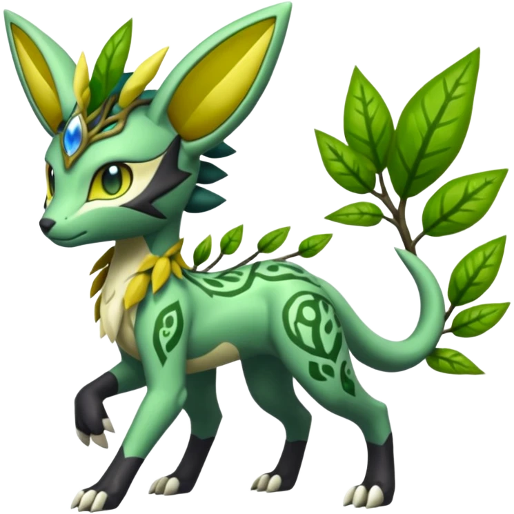  Exotic Ivy Planty Meloetta-Zygarde-Zeraora-Renamon-Protogen-Palkia-hybrid-fusion-Fakémon-creature, full body emoji