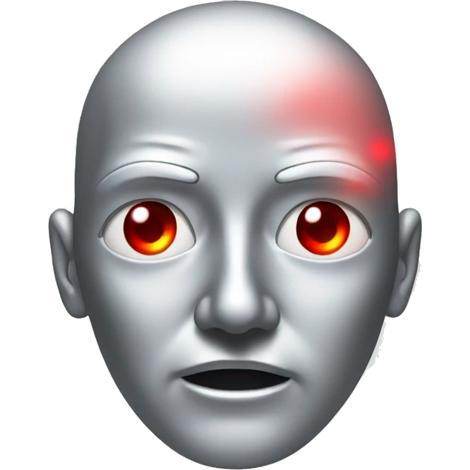 A silver human head with red laser beam coming out of eyes  emoji