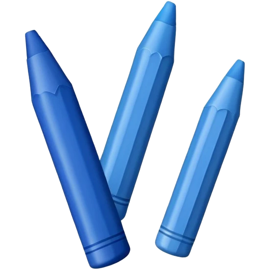 Eleven blue crayons arranged in a neat row emoji