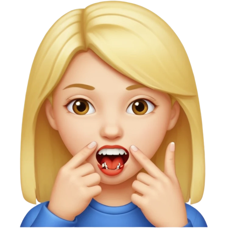 Girl biting finger with teeth emoji