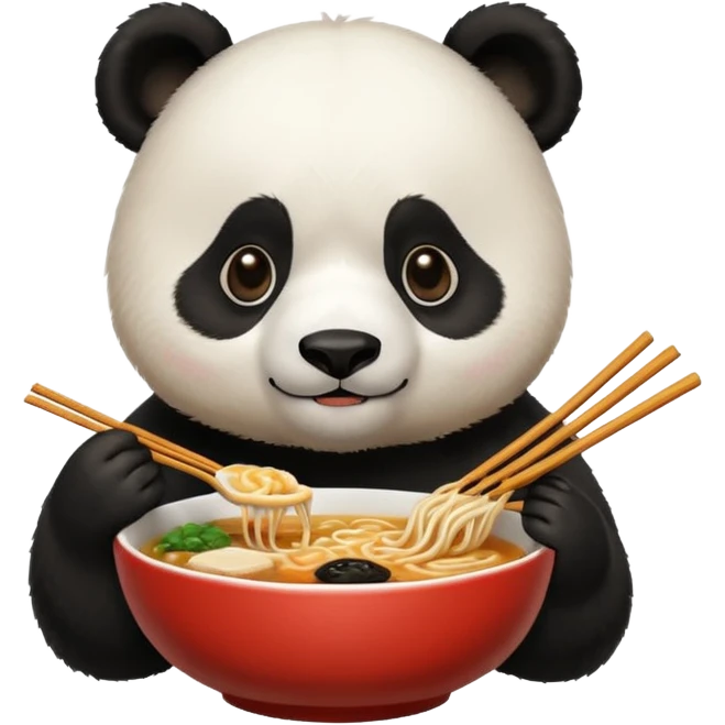 cute hungry panda eating ramen  emoji