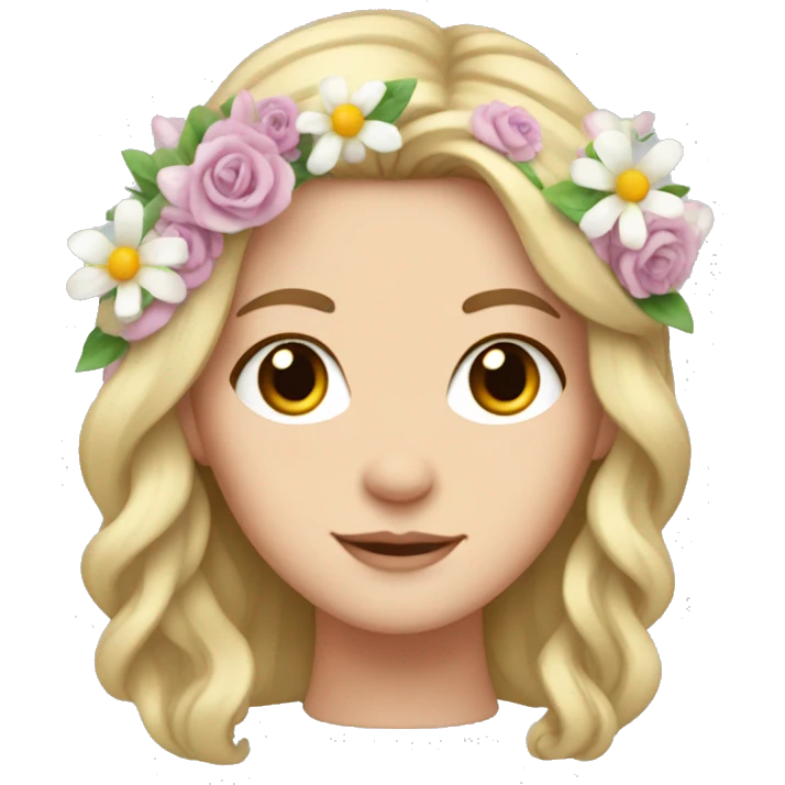 White girl with flowers in hair emoji
