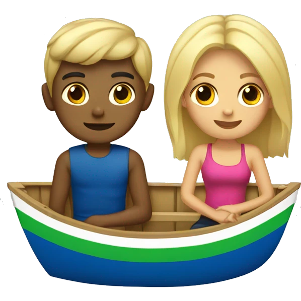 Mexican girl and blonde boy in small boat emoji