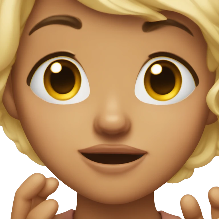 Cute face tears in her eyes and cute hand gestures  emoji