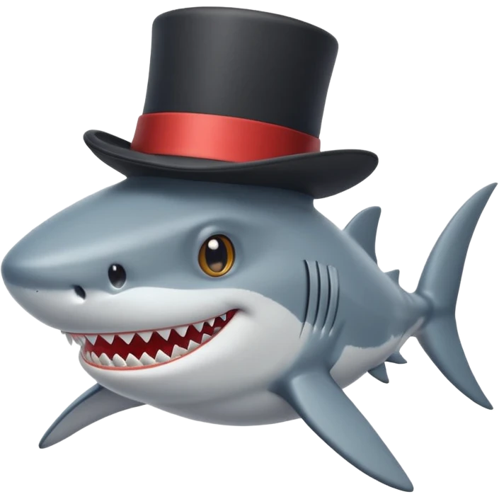 Shark with a top hat emoji
