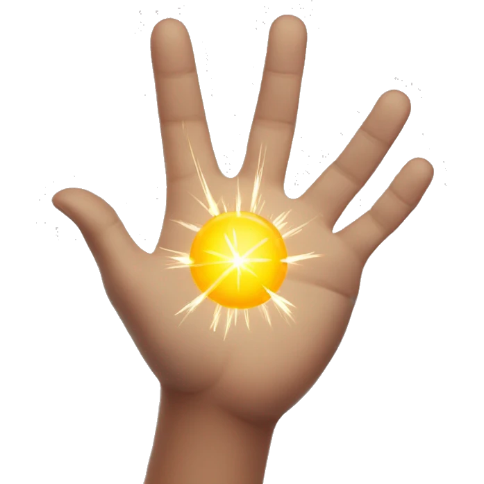 hand with 3 little sparks on top  emoji