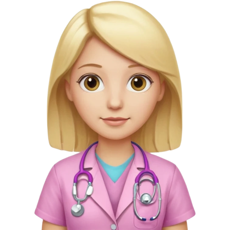 General practitioner model with long blonde hair and pink stethoscope  emoji