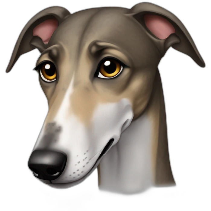 A sad brindle greyhound emoji