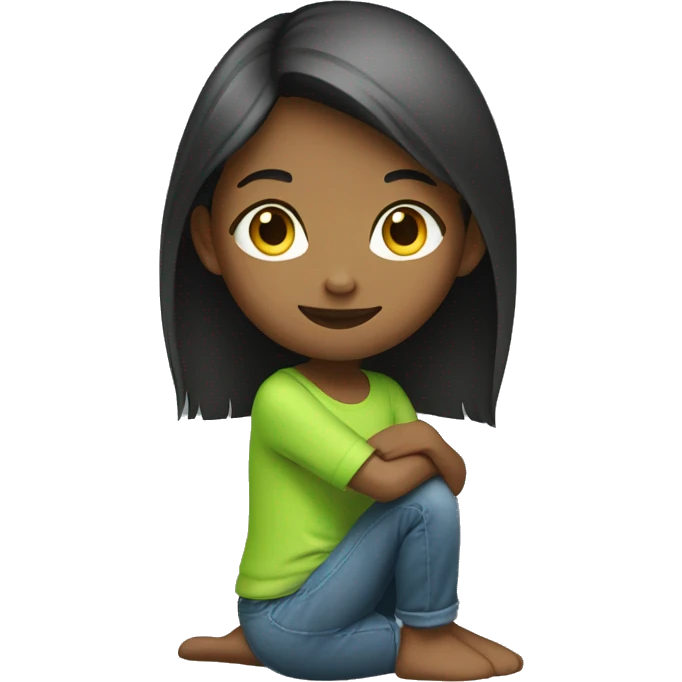 Girl kneeling wearing a lime green shirt  emoji