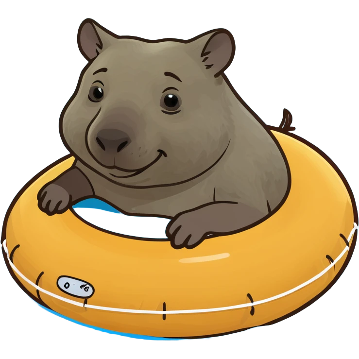 Wombat on a pool floaty emoji