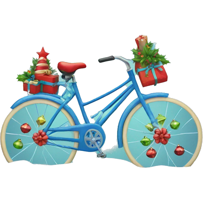 Christmas decorated bicycle blue emoji
