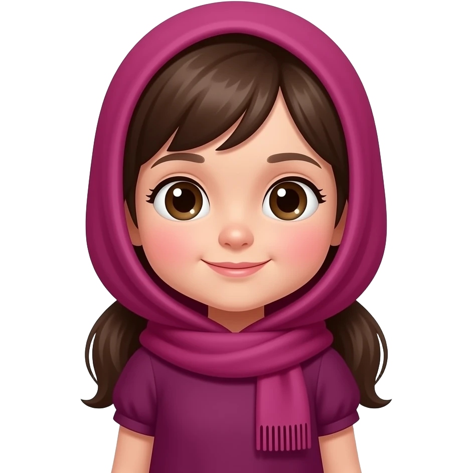 Small cute girl In dark pink dress with same scarf on her head emoji