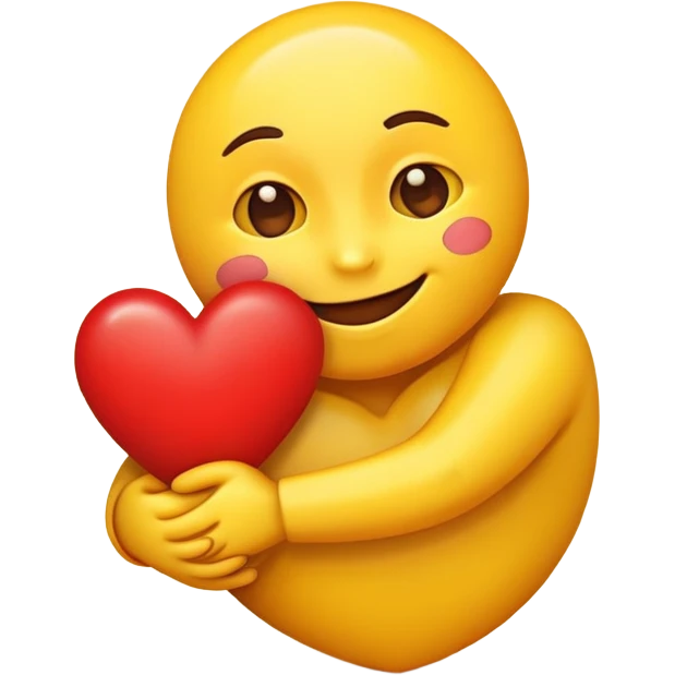 a yellow emoji hugging a heart emoji