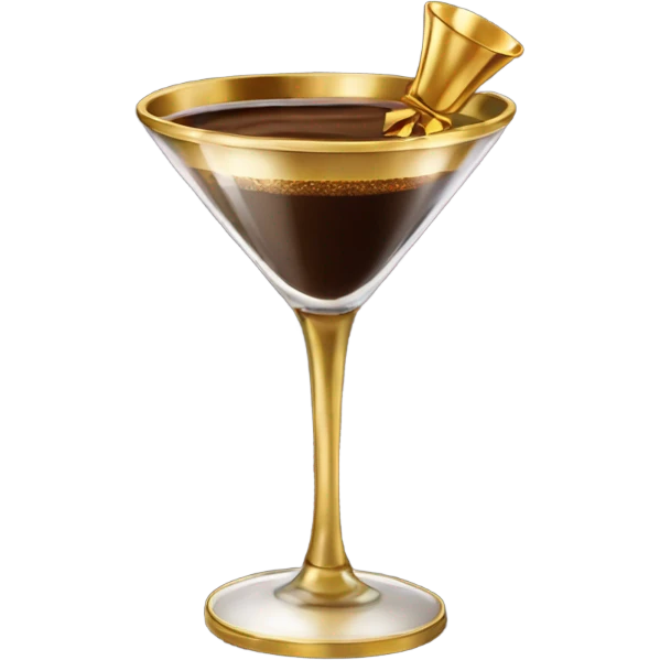 gold rimmed espresso martini glass with gold bow emoji