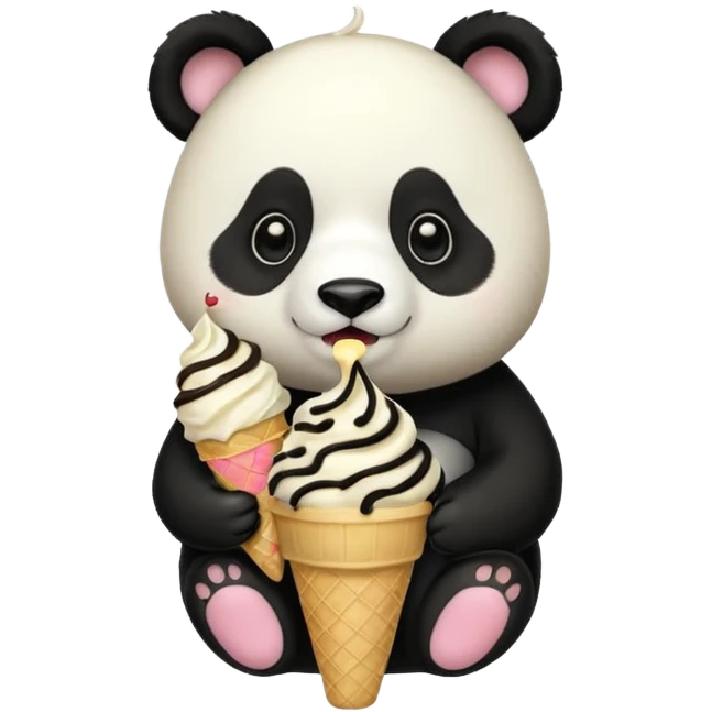 Panda eating ice cream emoji