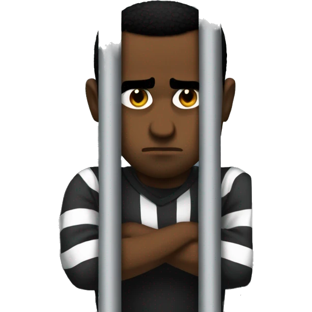 P. Diddy behind bars. He looks sad. emoji