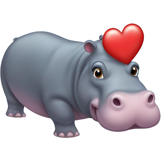 The hippo moo Deng with a heart above her head emoji