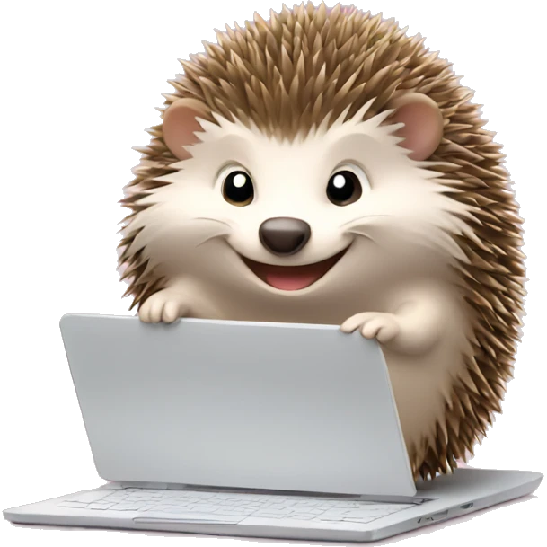 happy cute Hedgehog with a laptop emoji