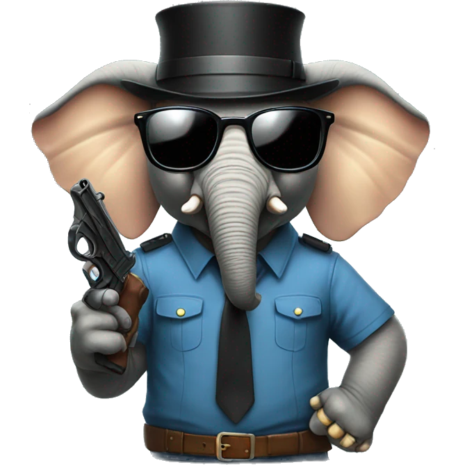 elephant in glasses with guns emoji