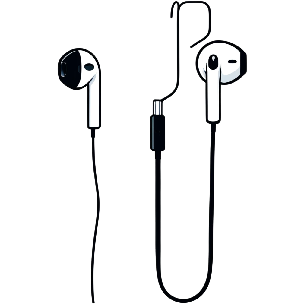 White Apple EarPods with cord and microphone emoji