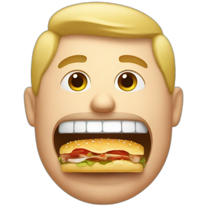 A white man eats Hamburg emoji