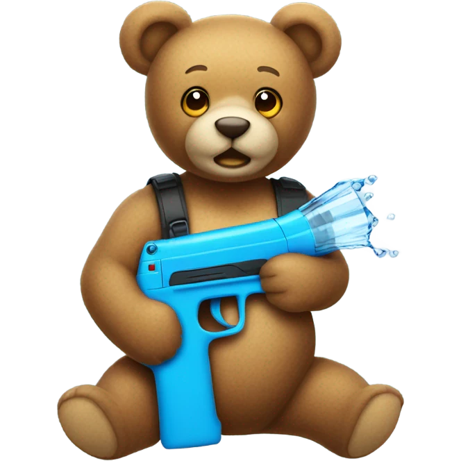 Teddy bear holding a water gun emoji