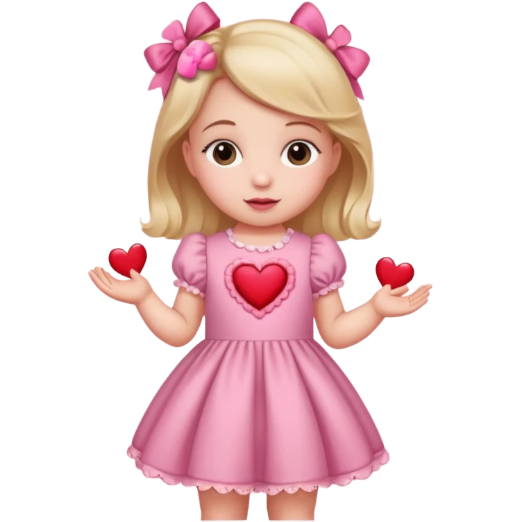 baby girl with valentines day decor emoji