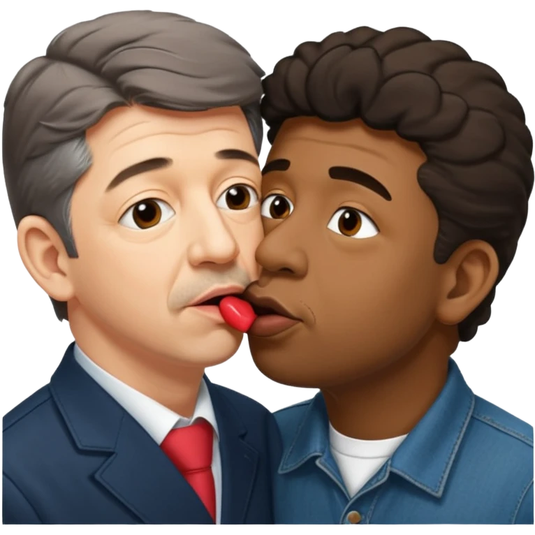 jean luc melenchon qui fait un bisous sur la bouche a une personne noir emoji