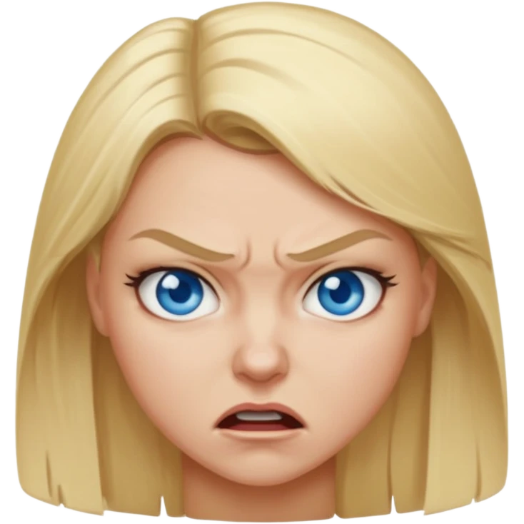 Angry woman blonde hair blue eyes emoji