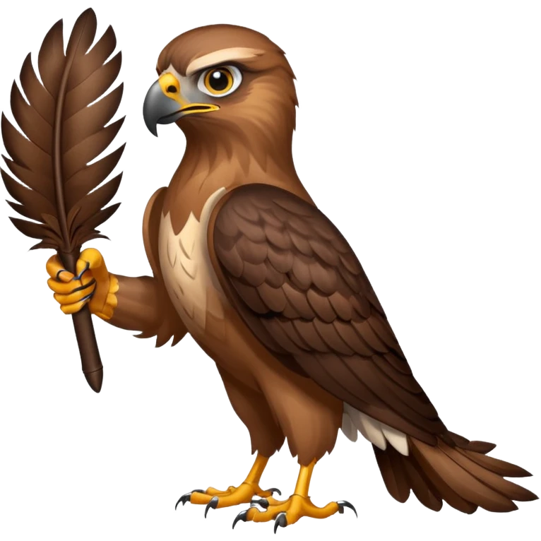 A hawk holding a large blank sign emoji