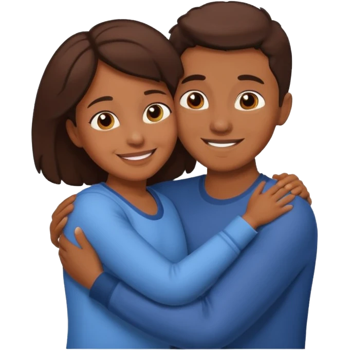 Mom and son hugging brownskin emoji