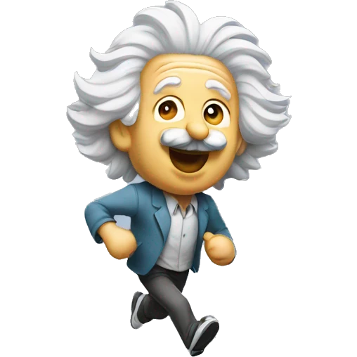 albert einstein happy listening music and running emoji