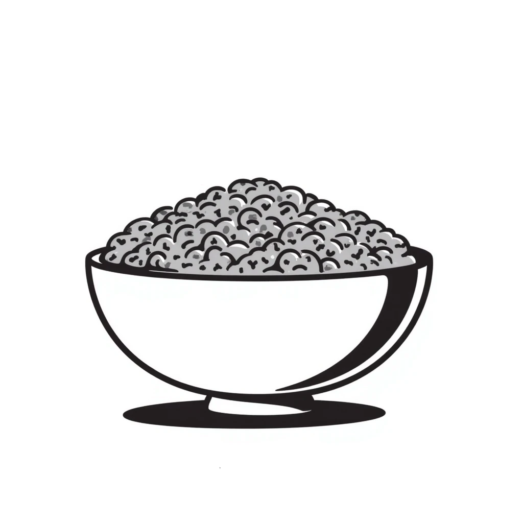 Simple bowl filled with sesame seeds, hand-drawn style emoji