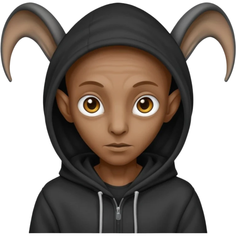 Aliens Dark grey, hoodie, long big ears emoji