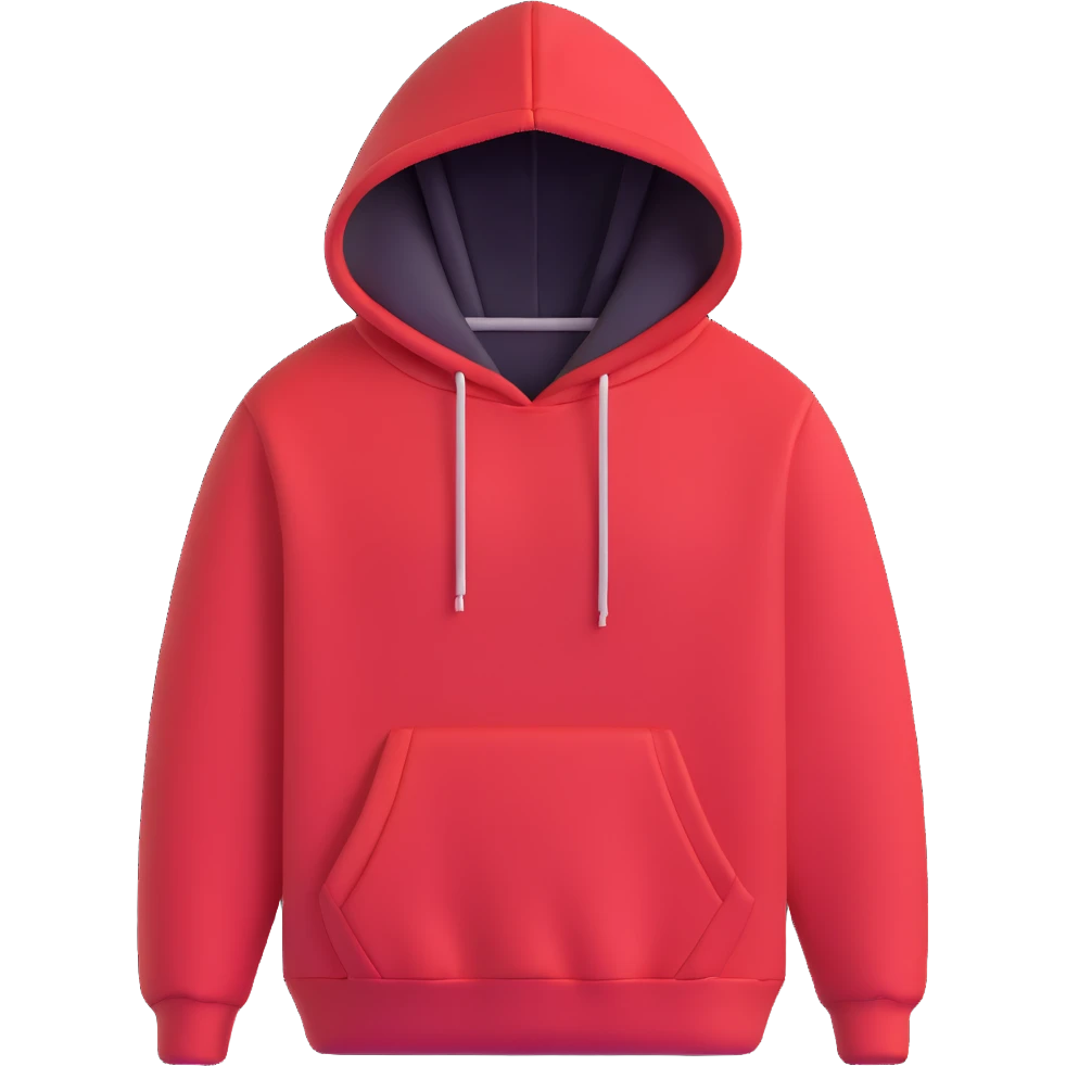 Cozy red hoodie with drawstring and kangaroo pocket emoji