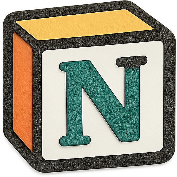 notion icon in paper cut style, white background, black outline, colorful, simple, flat emoji