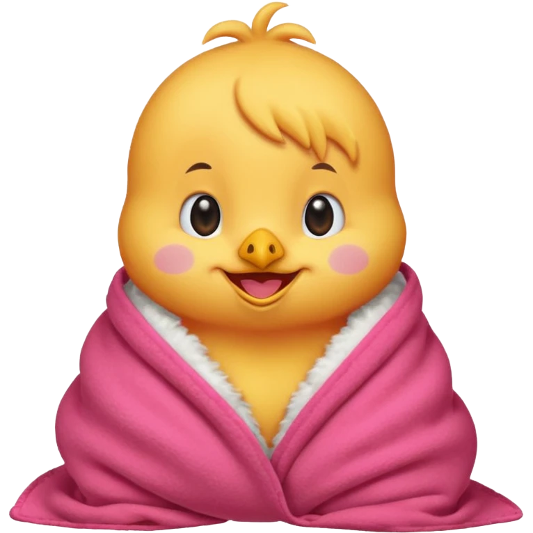 happy smile red chicks in pink blanket emoji