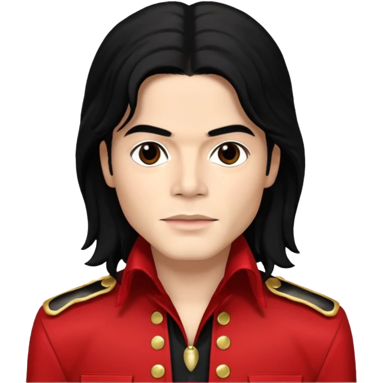 Michael Jackson light skin, long black hair, brown eyes, red and black outfit emoji