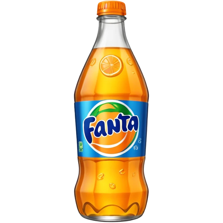 Una botella de cristal con el logo de Fanta con Fanta de limón dentro emoji